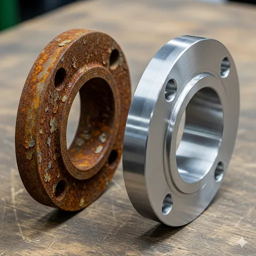 Protect Aluminum Flanges: Essential Tips to Prevent Rust 1 aluminum flanges with and without rust prevention